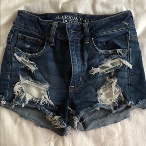 American Eagle High Rise Dark Wash Denim Shorts